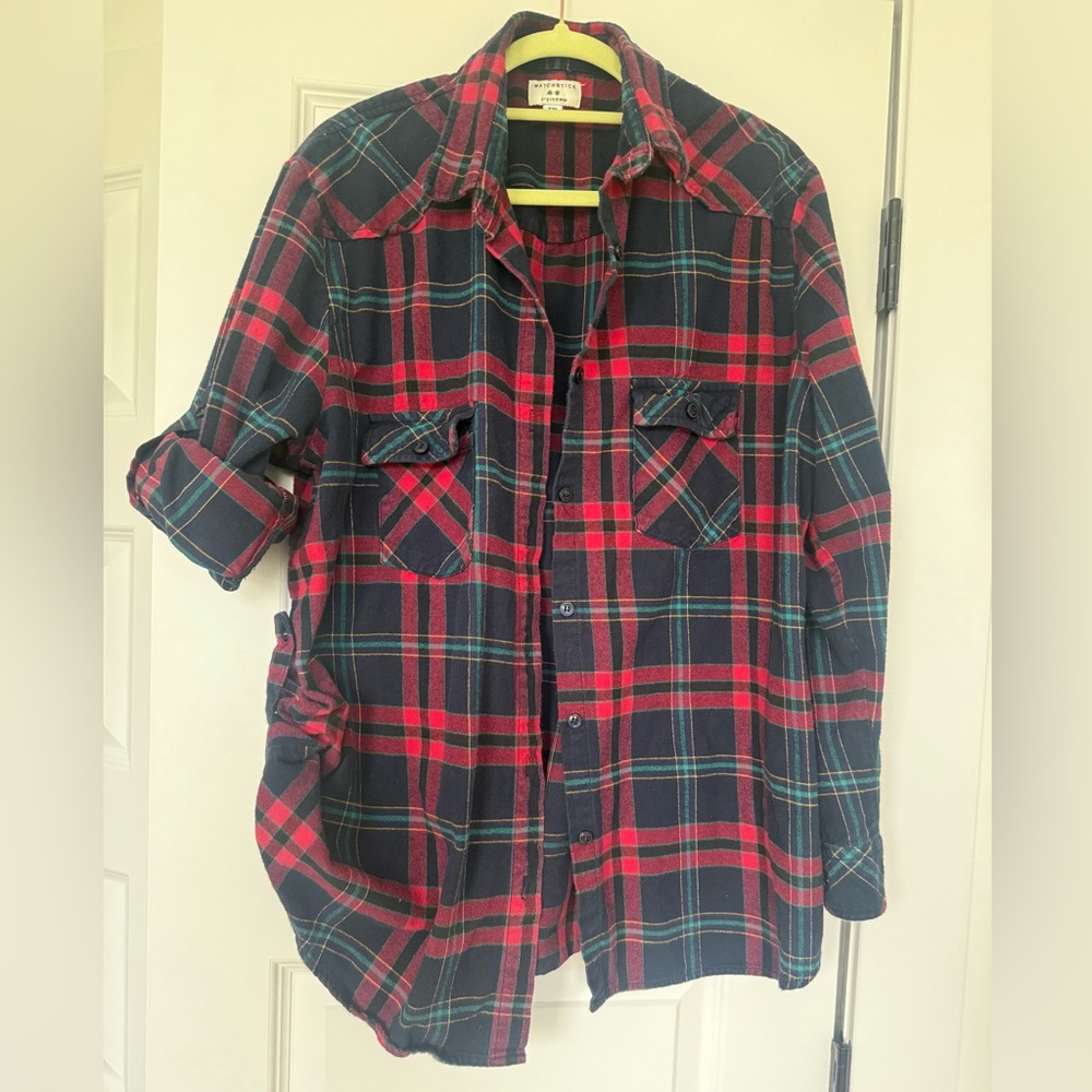 Women’s Plaid Shirt - Red and Blue